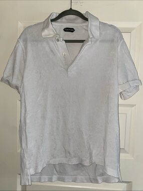 Tom Ford White Men's Polo with Subtle Texture